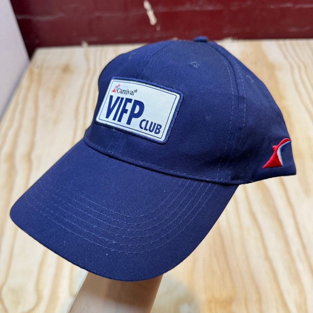 Carnival Cruise Line VIFP Club Hat Navy Blue Adjustable Baseball Cap Funnel Logo